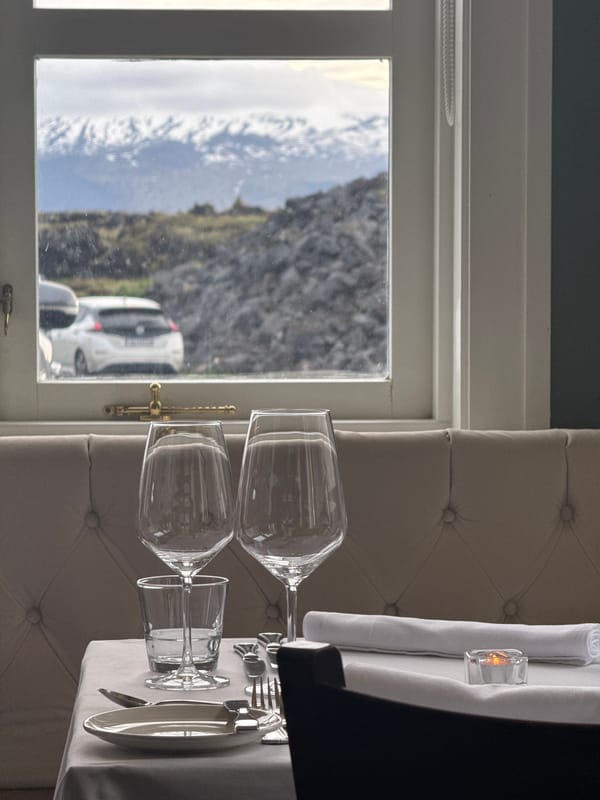 Elegant dining room captures Iceland's dramatic landscape views