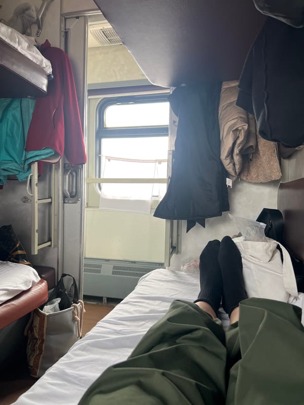 Train passenger documents compartment interior near Tayshet, Russia