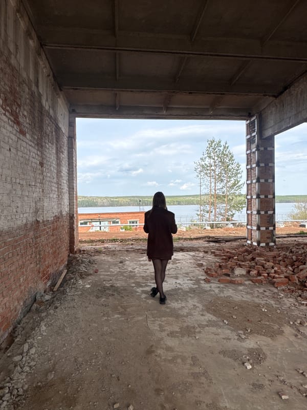 Woman Takes Selfies at Abandoned Building Site in Chaikovsky