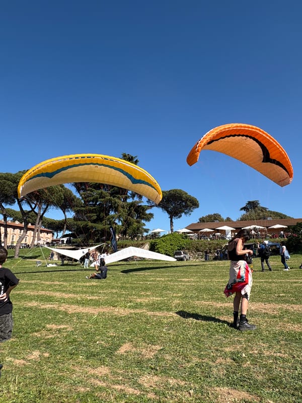 Two paragliders spotted flying over Rome on sunny afternoon