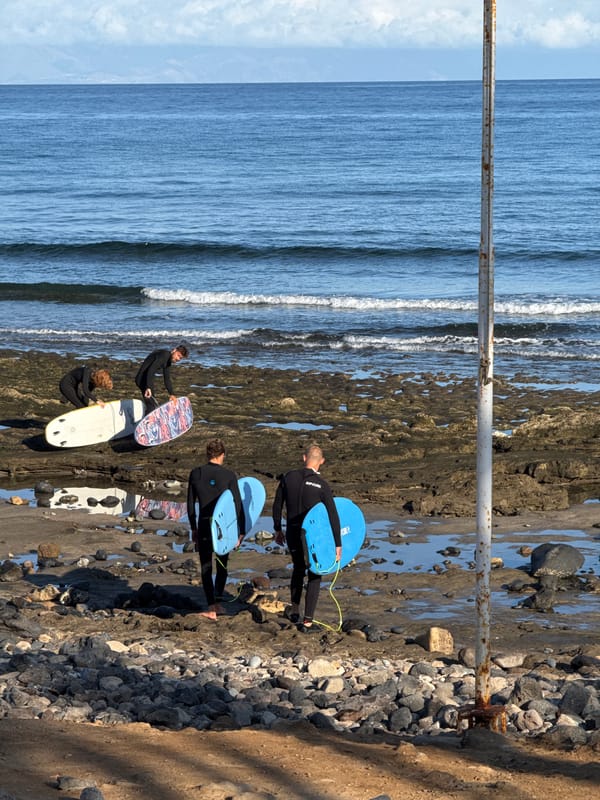 Sunday morning surf on Arona's rocky Atlantic shore