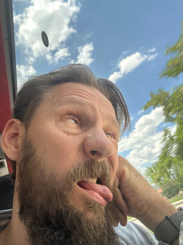 Man takes upward-angle selfie in Çavdır, Turkey
