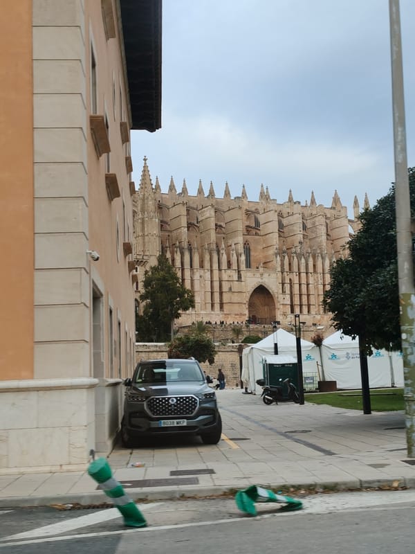 Street scenes captured near Palma Cathedral in Spain