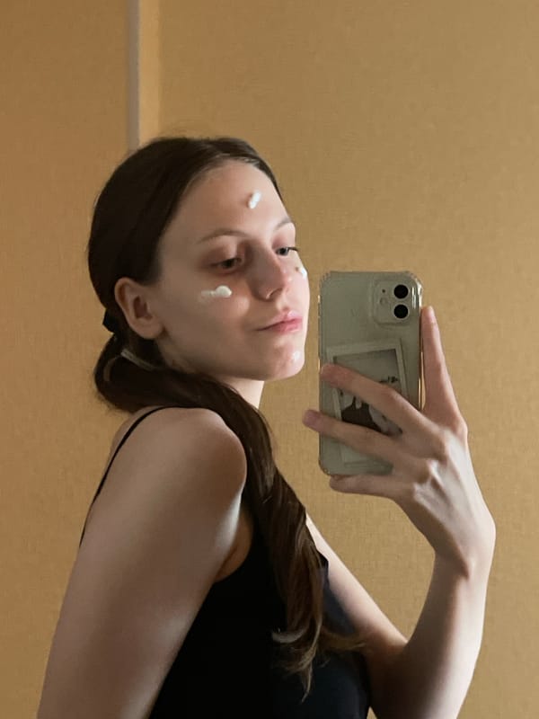 Late-night skincare and bedtime moments in Ufa