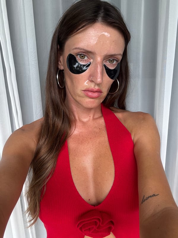 Woman takes skincare selfie in Canggu, Indonesia
