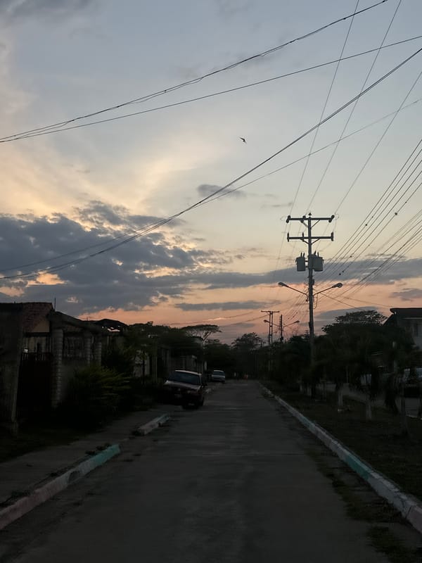 Evening street scene captured in Parroquia Ocumare, Venezuela