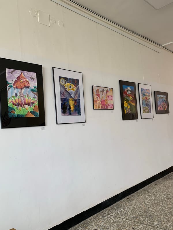 Art exhibition displays watercolor paintings in Sofia gallery space