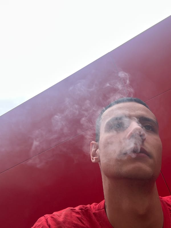 Man smoking photographed in Sofia with artistic background