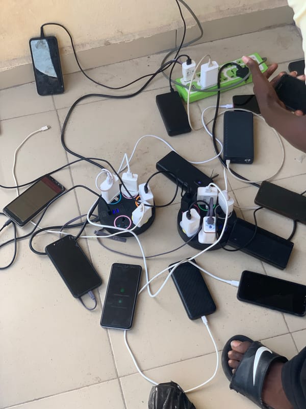 Mobile phone charging station operates in Lokoja, Nigeria