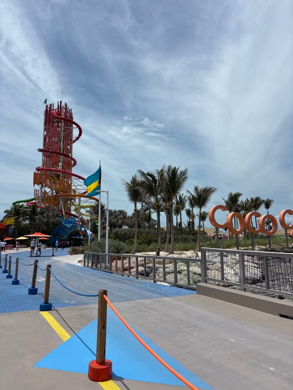 Water park visit documented in Berry Islands, Bahamas