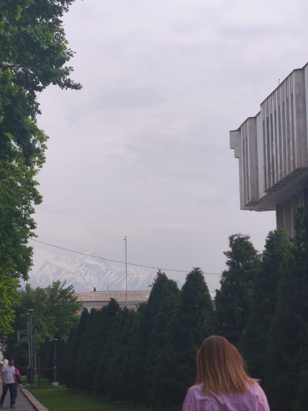 Casual urban exploration documented across Bishkek landmarks and streetlife
