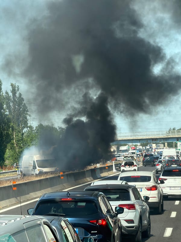 Vehicle fire causes highway traffic jam near Zola Predosa