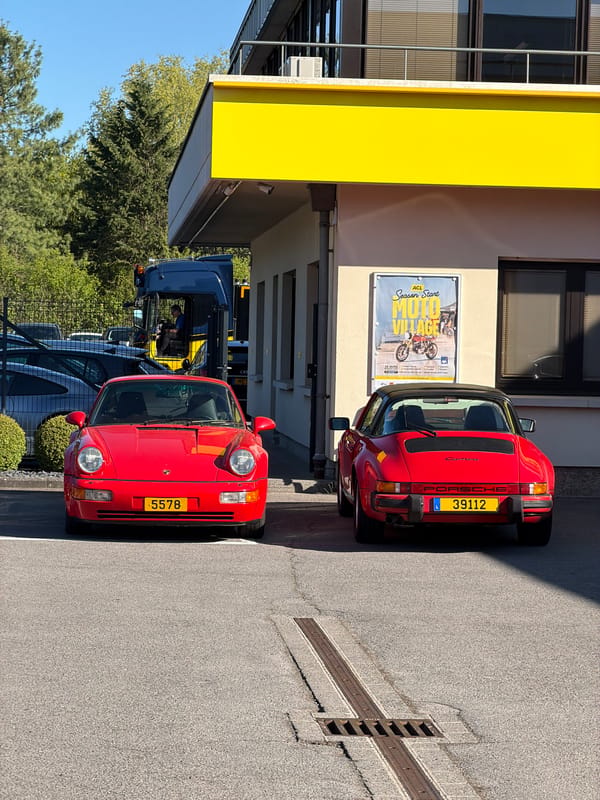 Two Red Porsches Spotted Parked in Bertrange, Luxembourg