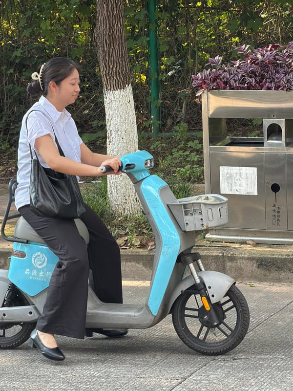 Electric scooter activity across Jiangjin streets and parks