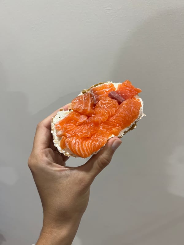 Bagel with salmon photographed in Nam Nha Trang Ward