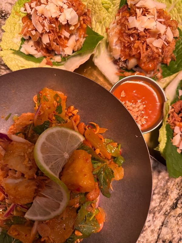 Asian appetizers and lettuce wraps served in Tel Aviv