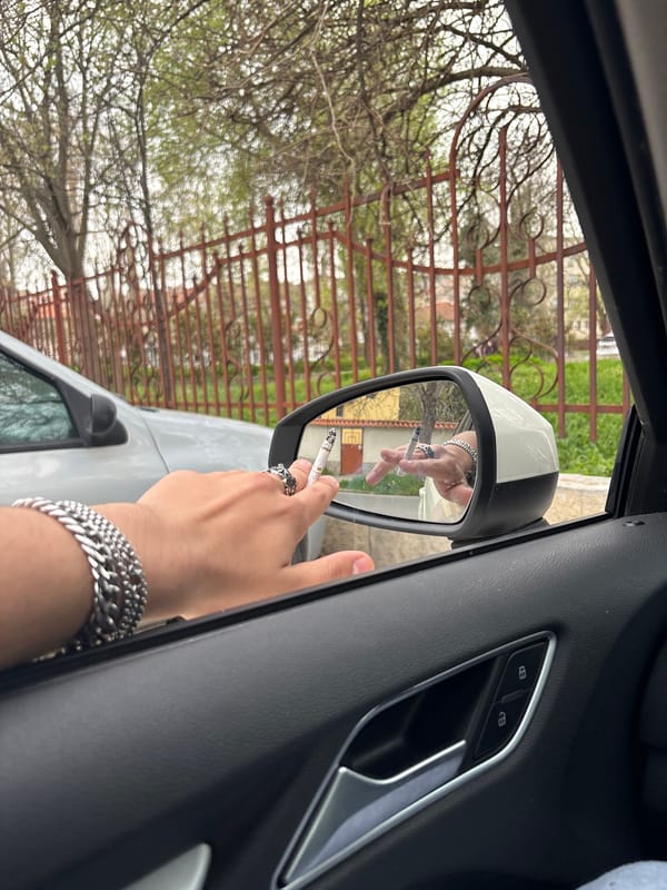 Driver photographed smoking in stationary Audi in Haskovo