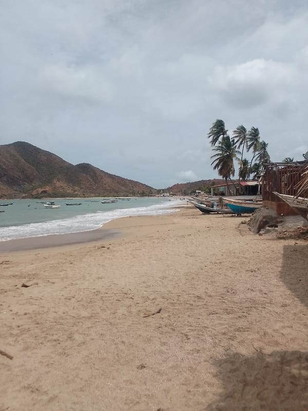 Quiet afternoon beach life documented in Juan Griego, Venezuela