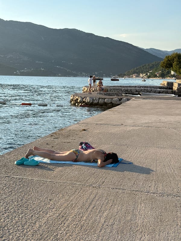 Quiet summer afternoon on the Bay of Kotor waterfront