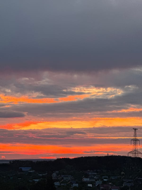 Striking summer sunset over Chaikovsky, Russia