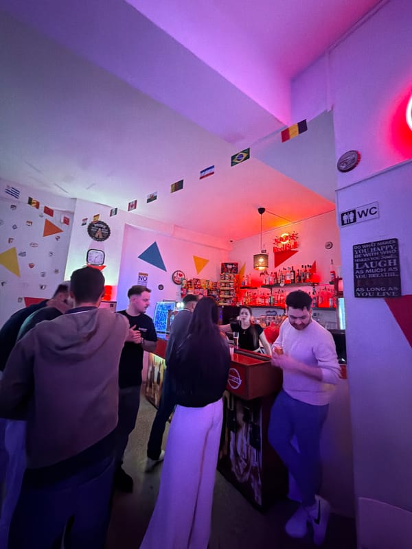 Late night bar scene captured in Vila Real, Portugal