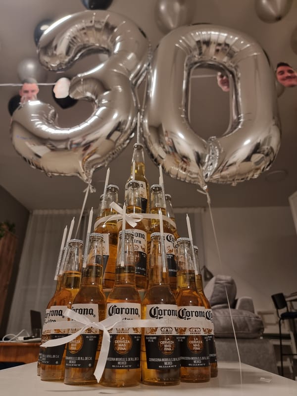 30th birthday decorations set up in a Ramat Gan home