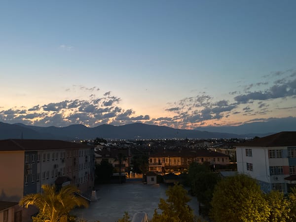 Sunset aerial views of school building in Fethiye