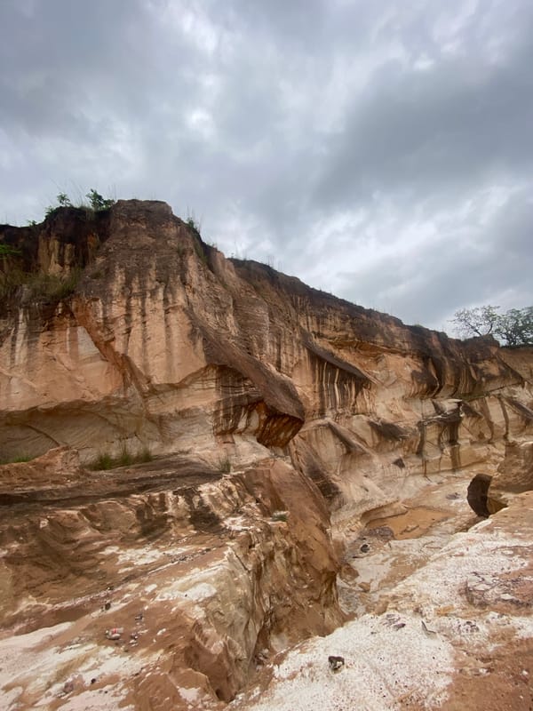 Stratified cliff formation observed in Achara, Nigeria