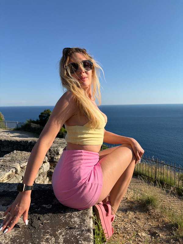Woman in yellow and pink spotted at coastal Montenegro locations