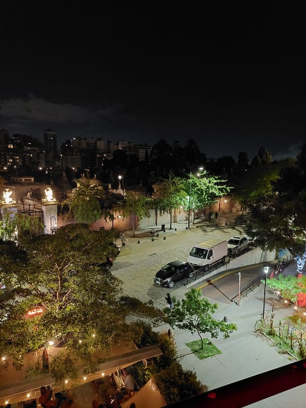 Late night social activity captured across Buenos Aires entertainment district