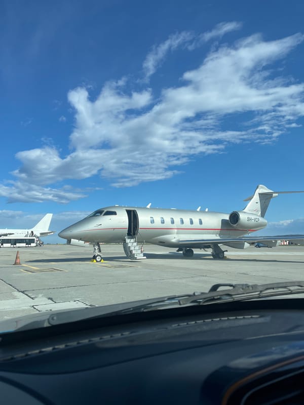 Private jet spotted at Varna Airport with boarding stairs deployed