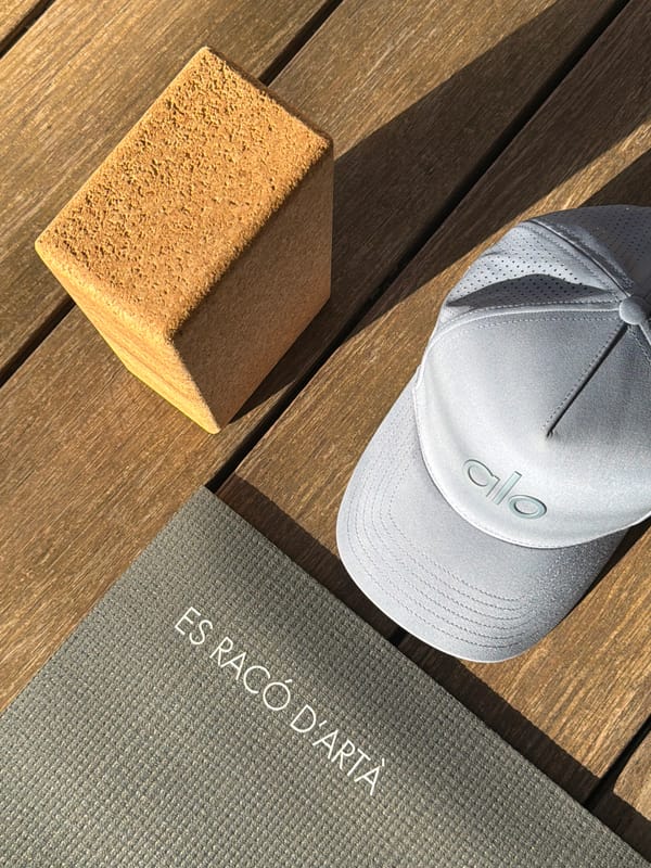 Morning yoga setup at an open-air studio in Artà, Spain
