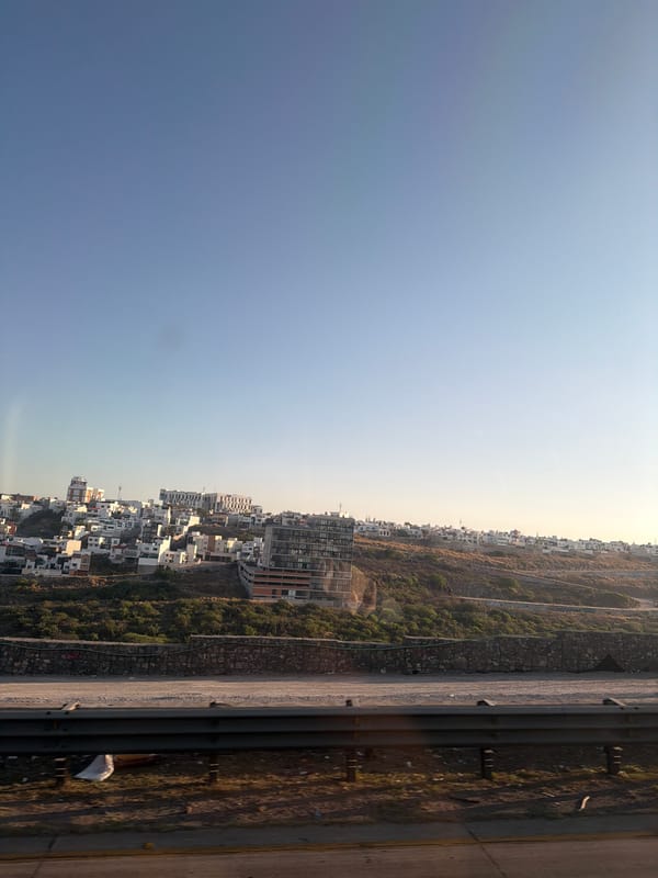 Urban hillside view captured from building structure