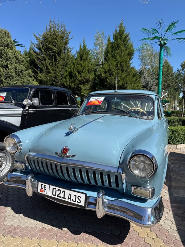 Soviet vintage car show documented in Kenbulun, Kyrgyzstan