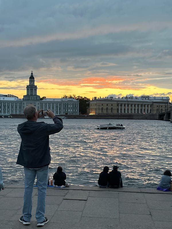 Golden hour on the Neva River, Saint Petersburg