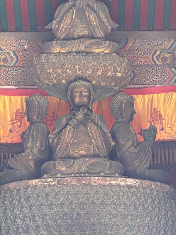 Early morning meditation session at Beijing temple complex