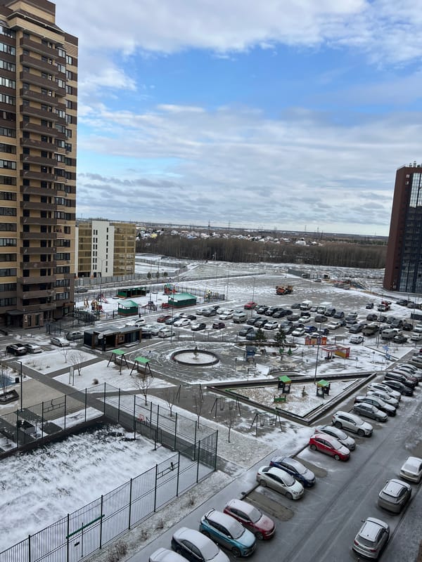 Aerial view captures winter residential area in Tyumen, Russia