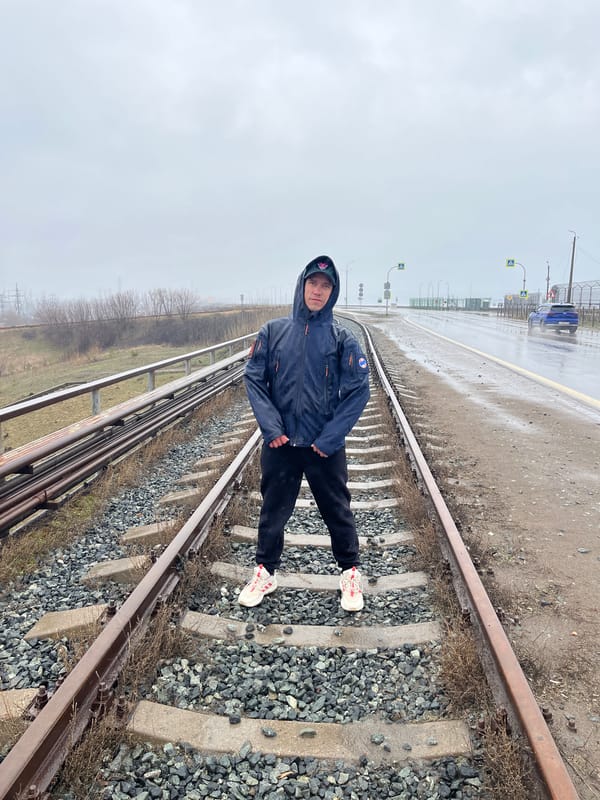 Person photographed at railway site in Chaikovsky, Russia