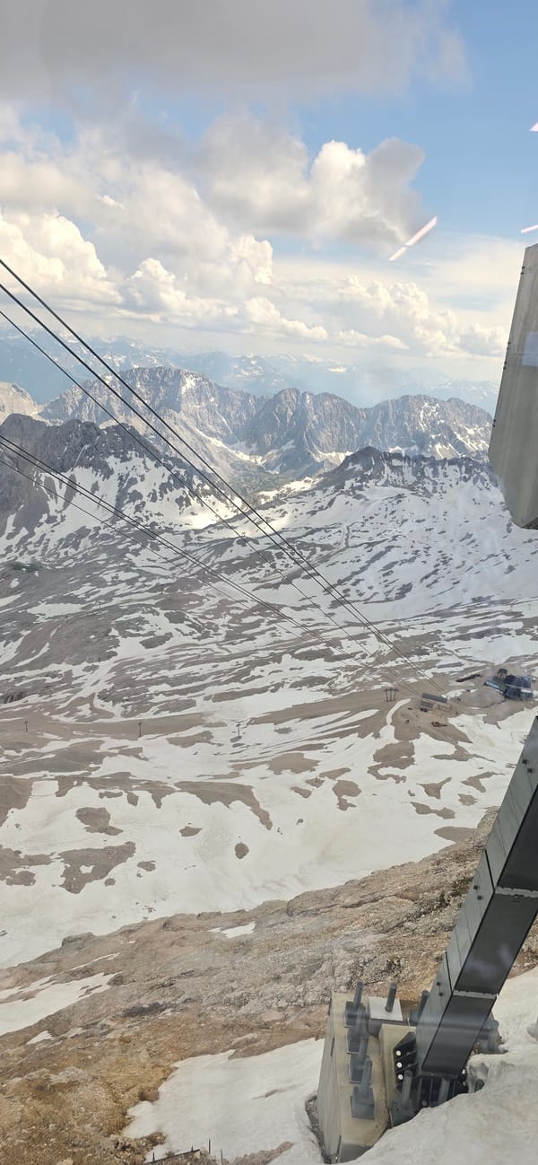 Riding the Zugspitze cable car above the Bavarian Alps