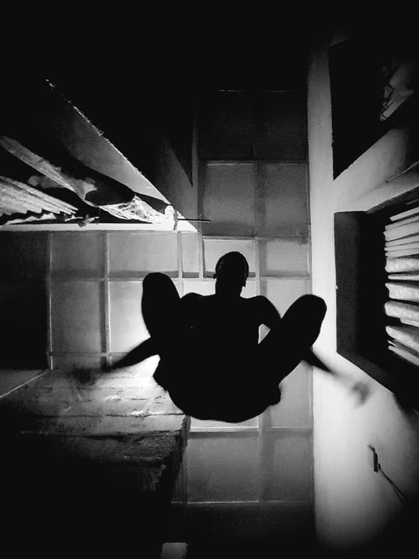 Late-night black and white silhouette shoot inside a Narayi interior