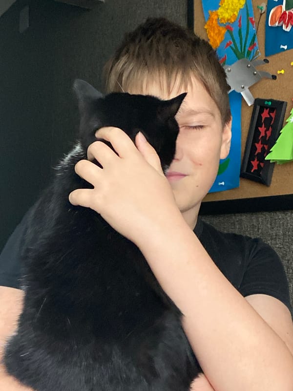 Lazy morning in Chaikovsky with a very patient cat