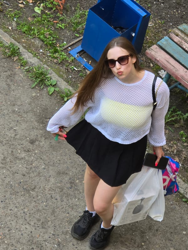 Woman and cats captured in casual moments across morning timespan