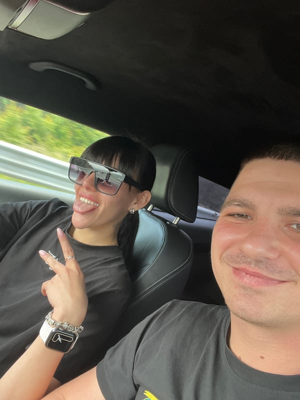 Selfie captured inside moving vehicle in Baliovtsi, Bulgaria
