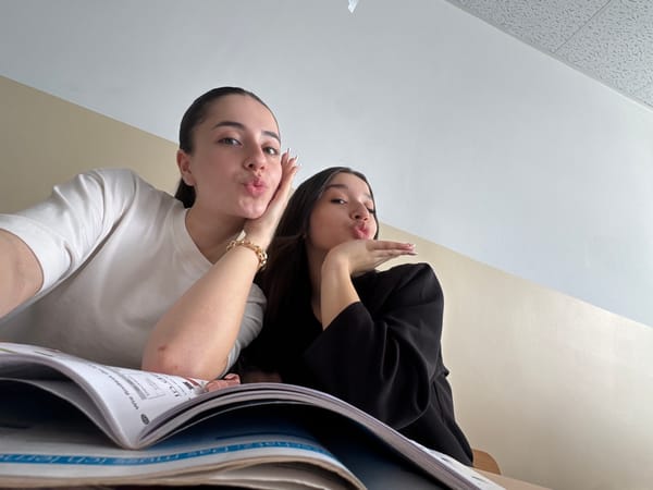 Students studying with books captured in Targovishte, Bulgaria