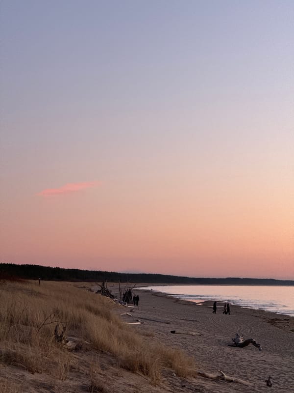 Dusk beach scene captured in Garciems, Latvia