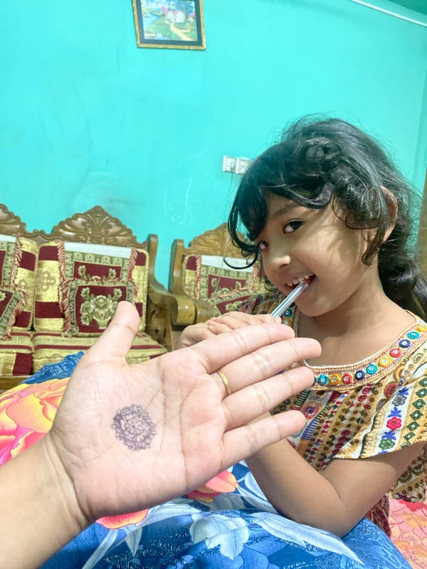 Chill Saturday at home in Dhaka — henna, dancing, and downtime