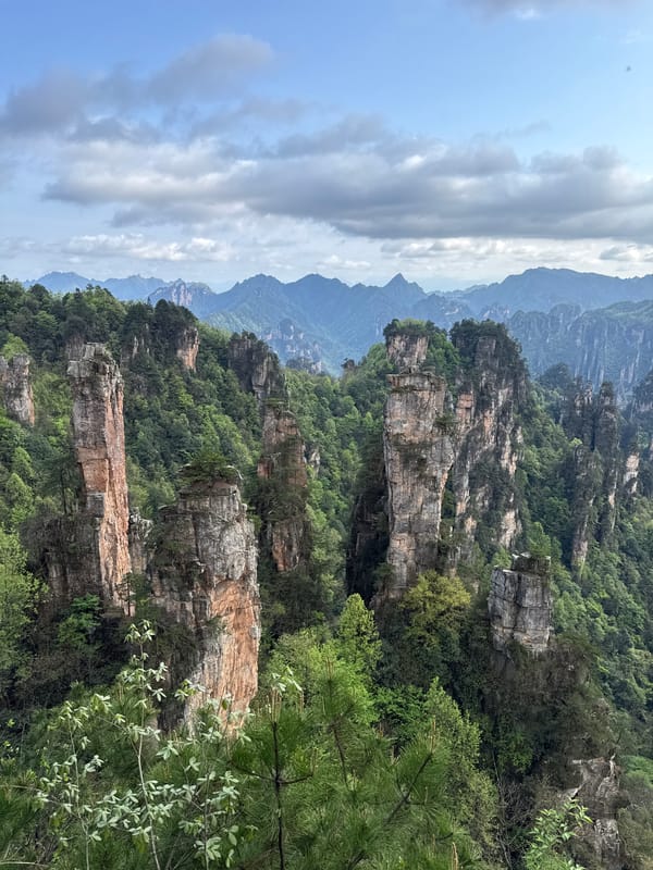 Tourist documents Zhangjiajie forest park landmarks and sculptures