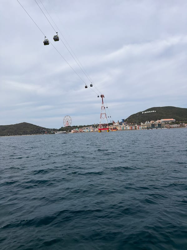 Cable cars operate over Nha Trang coastal waters