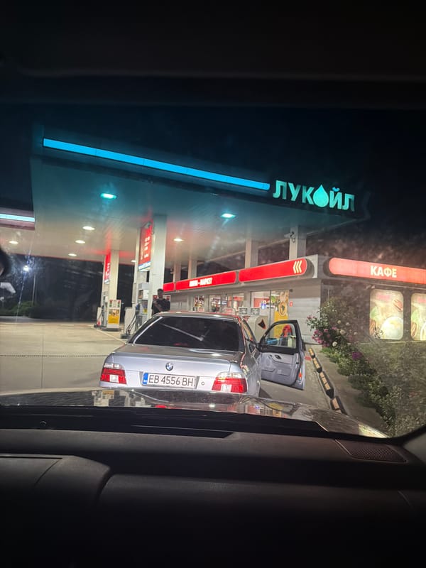 Nighttime gas station activity captured by multiple witnesses