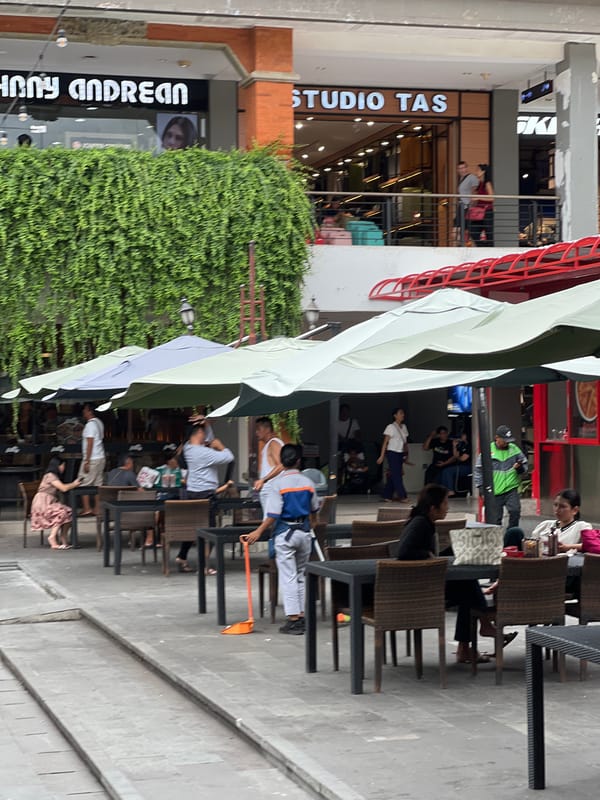 Morning shopping and dining scenes captured in Kuta, Indonesia